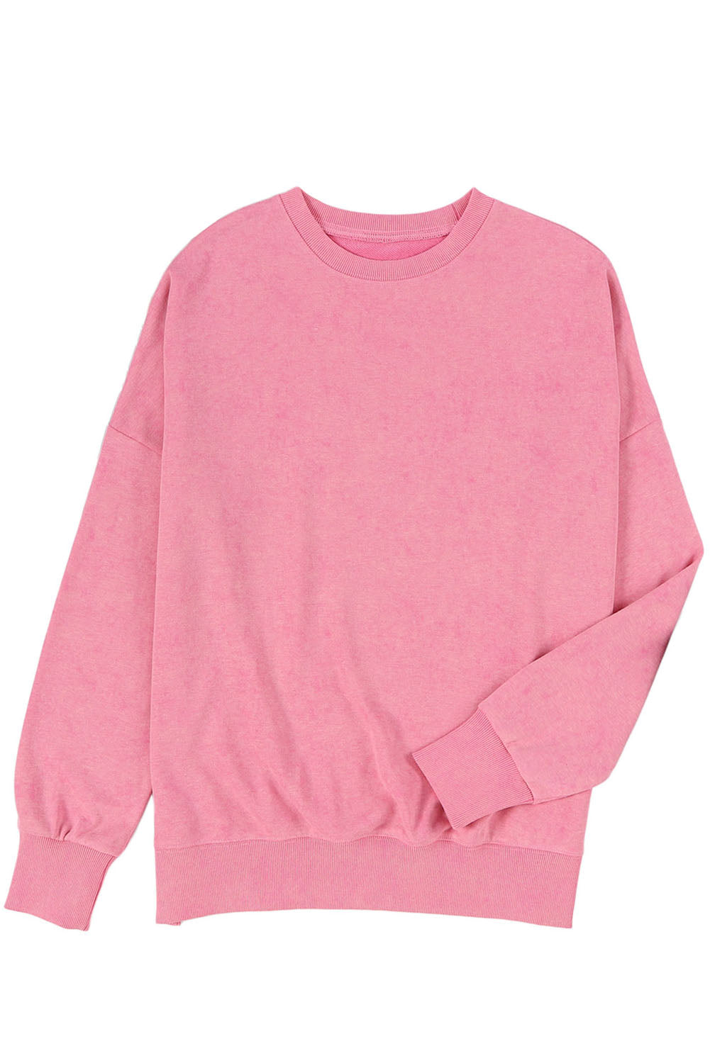 Pink Drop Shoulder Ribbed Trim Oversized Sweatshirt