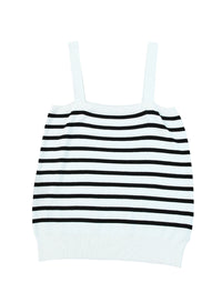 White Striped Tube Spaghetti Strap Knitted Tank Top