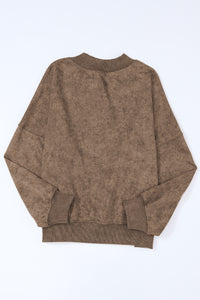 Brown Drop Shoulder Crew Neck Pullover Sweatshirt