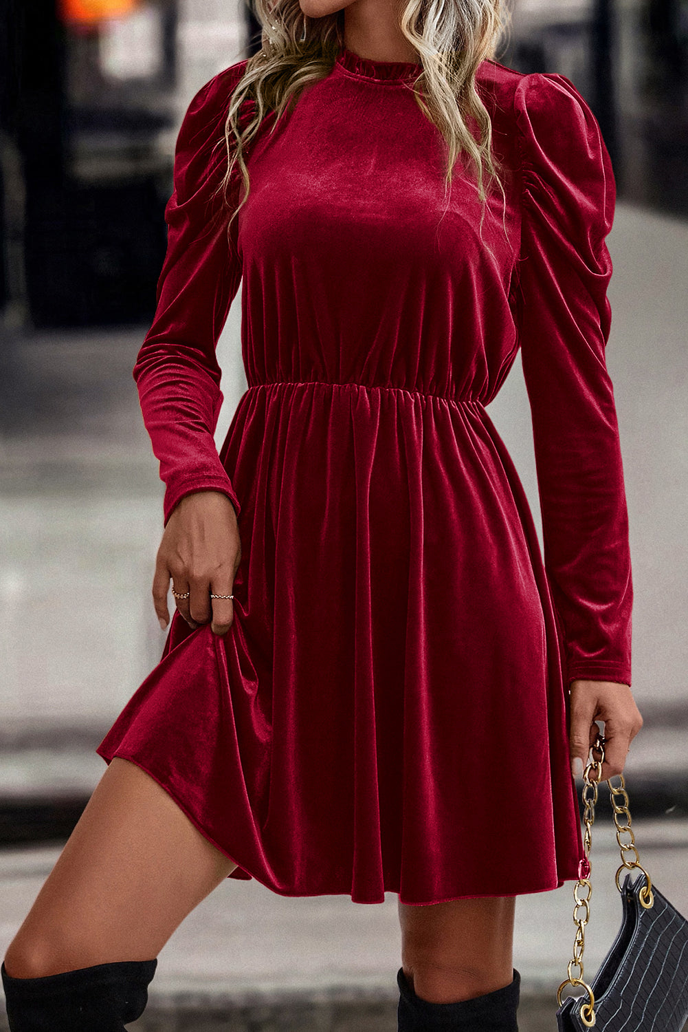 Dresses, women’s fashion, cute clothes, women’s clothing, red dress, elegant red dress, long sleeve dress