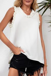 top,white top, business top,dinner top ,top with ruffled, tank top 