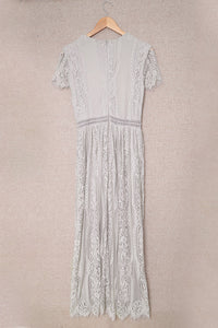 Gray Blue Fill Your Heart Lace Maxi Dress