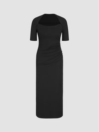 Elegant Generous Waist Tight Slimming Sense of Design Side Slit Sheath Dress