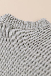 Light Grey Chunky Knit Turtle Neck Drop Shoulder Sweater