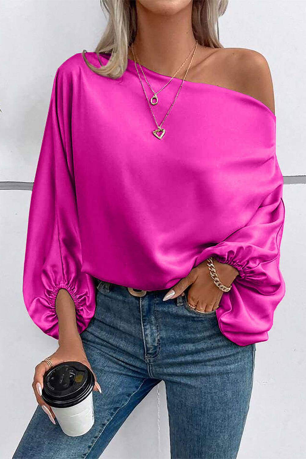 womens top, womens shirt, long sleeve shirts, hot pink shirts, pink shirts, off the shoulder shirts, sexy womens clothes, new womens fashion, silk shirts, satin shirts, silky shirts, plain shirts, slouchy shirts, off the shoulder long sleeve top, nice shirts, cute shirts, baggy womens top, pink shirt, pink silk shirts, pink satin shirt, pink top, pink satin tops, nice shirts