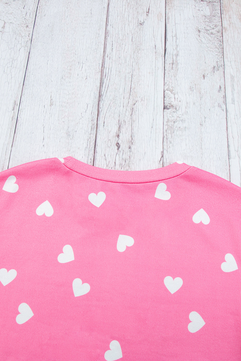 Pink Valentine Heart Print Long Sleeve Tee and Shorts Lounge Set Pajamas