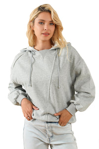 Gray Active Patchwork Detail Warm Winter Sweater Sweatshirt Hoodie