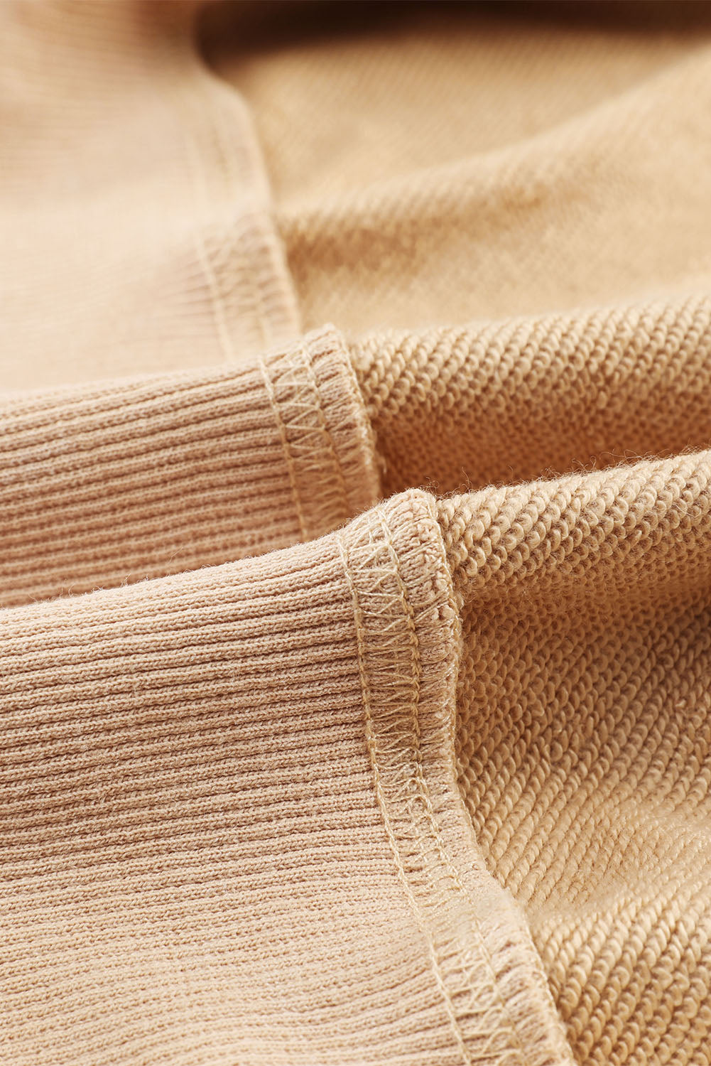 Khaki Drop Shoulder Ribbed Trim Oversized Sweatshirt