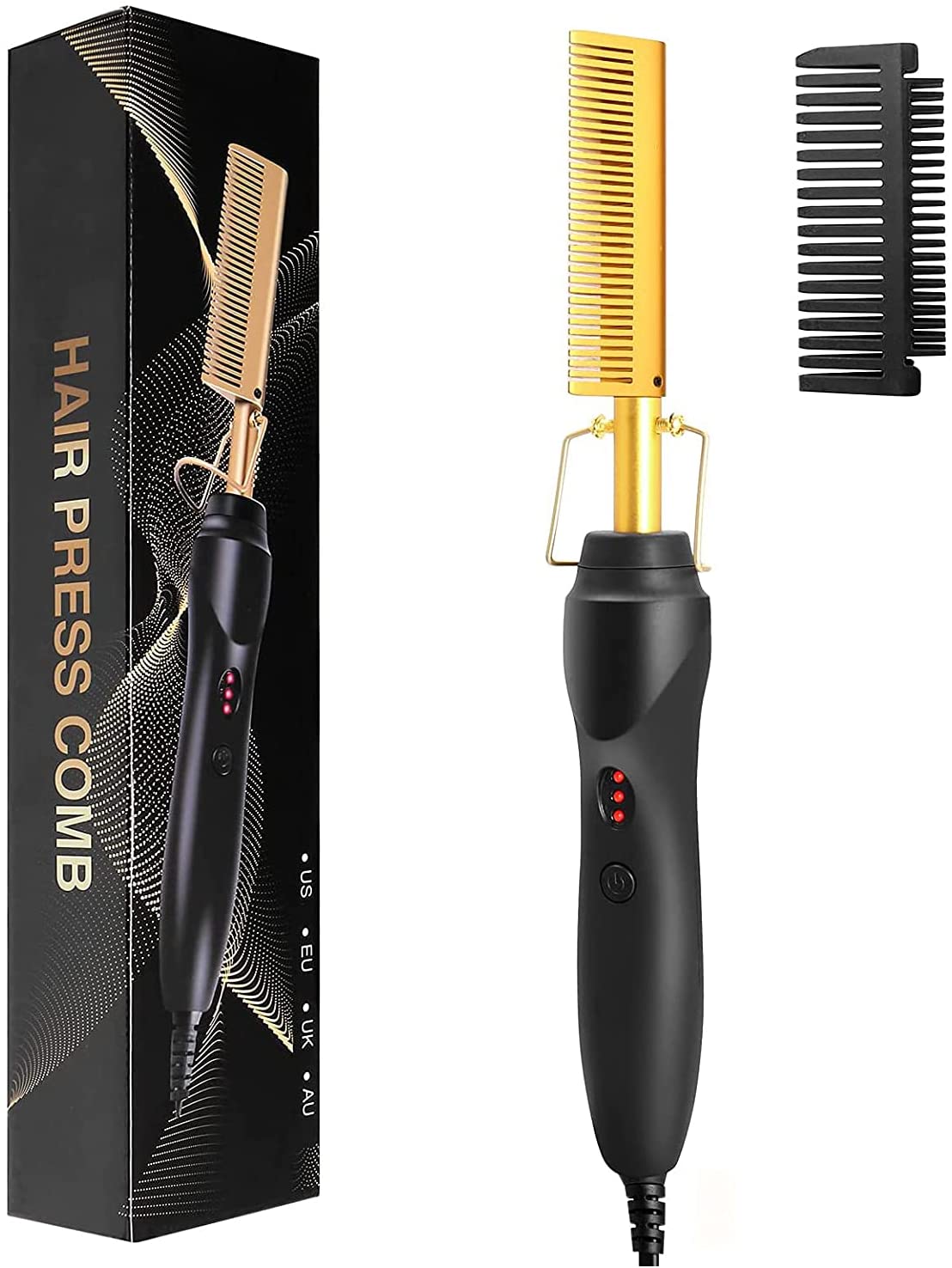 2 In1 Hot Comb Hair Straightener Electric Heating Comb Fast Heating