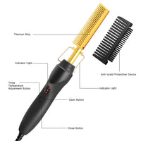 2 In1 Hot Comb Hair Straightener Electric Heating Comb Fast Heating