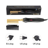 2 In1 Hot Comb Hair Straightener Electric Heating Comb Fast Heating