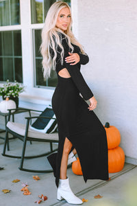 long dresses, clothes for the fall, fall dresses, womens clothes, cutout long sleeve dress, sexy dresses, long sleeve dresses, outfit ideas