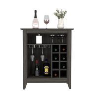 Wine Bar Cabinet Castle, One Open Shelf, Six Wine Cubbies, Carbon Espresso furniture wine cellar