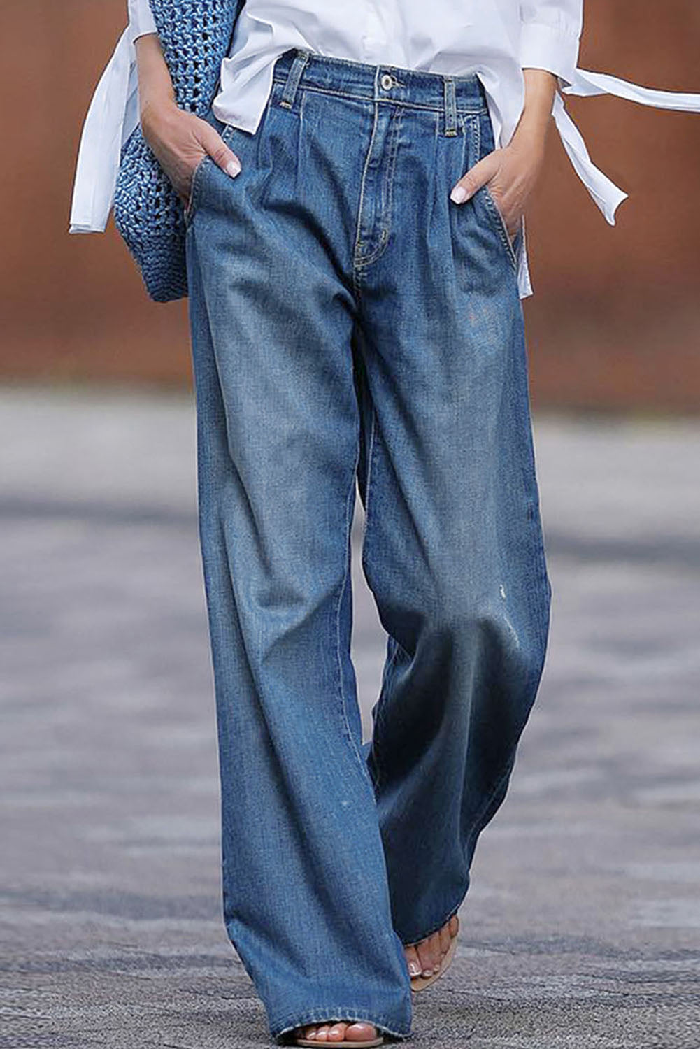 Women’s Blue Slouchy Wide Leg baggy Jeans