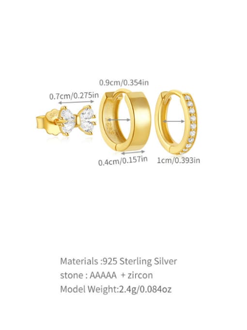 Three Style Earring Sets Luxury Girl 925 Sterling Silver real 18K gold plated vermeil earrings KESLEY