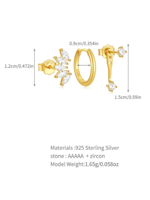 Three Style Earring Sets Luxury Girl 925 Sterling Silver real 18K gold plated vermeil earrings KESLEY