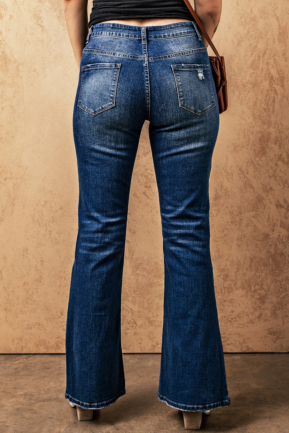 Sky Blue Medium Wash High Rise Flare Jeans