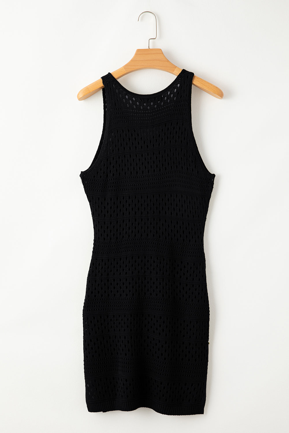 Black Swimsuit Cover-up Hollow Out Crochet Cover Up Dress with Slits