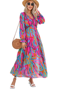 Multicolor Wild Lotus Ruffle Tiered Maxi Dress