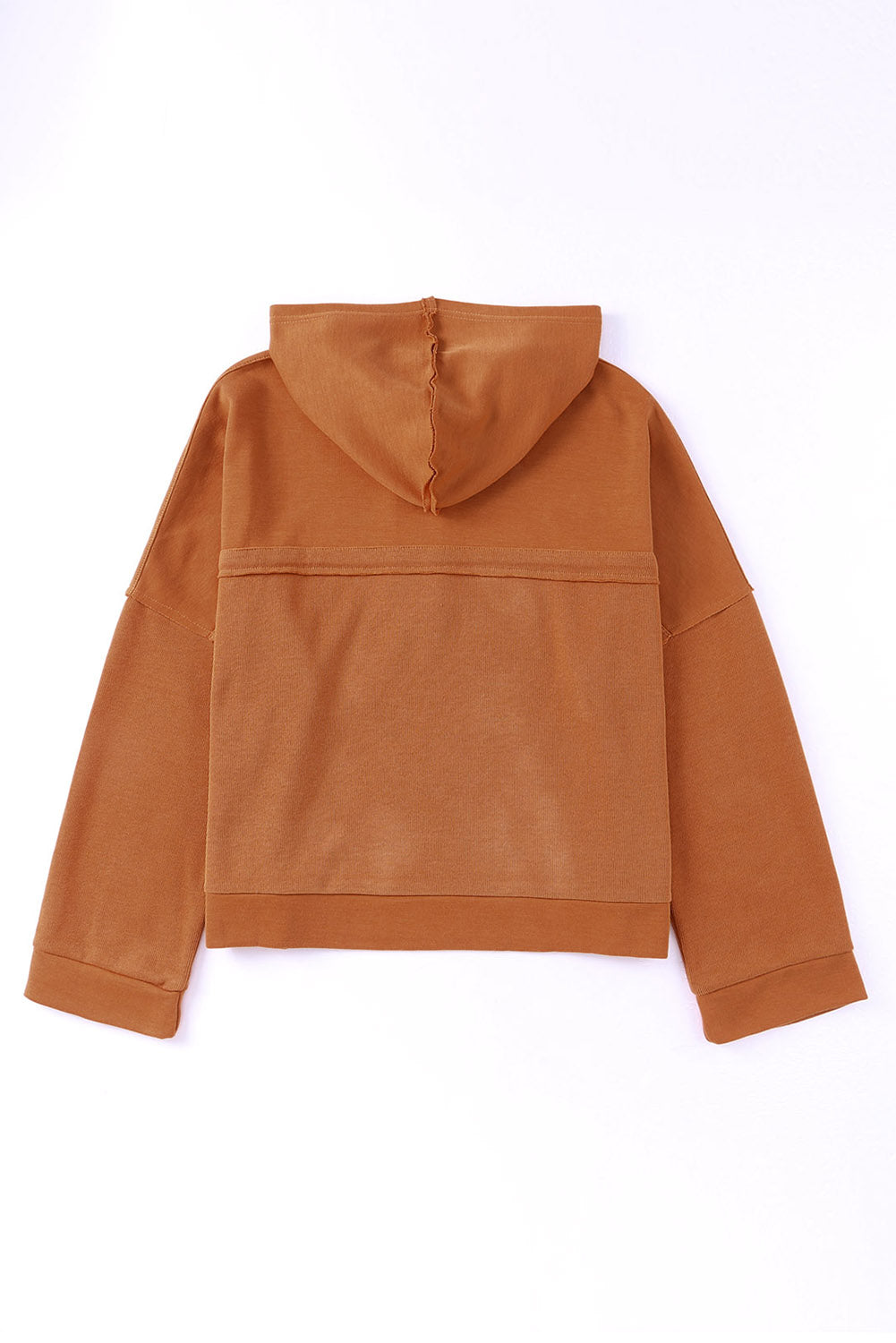 Orange Casual Hooded Sweater Button Solid Patchwork Trim Hoodie