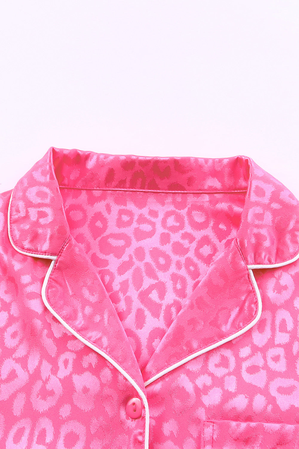 Pink  Pajamas Set 2pcs Leopard Long Pants and Long Sleeve Top Loungewear Sleepwear