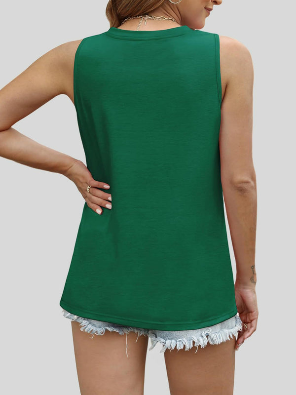 Pin-Tuck Round Neck Tank