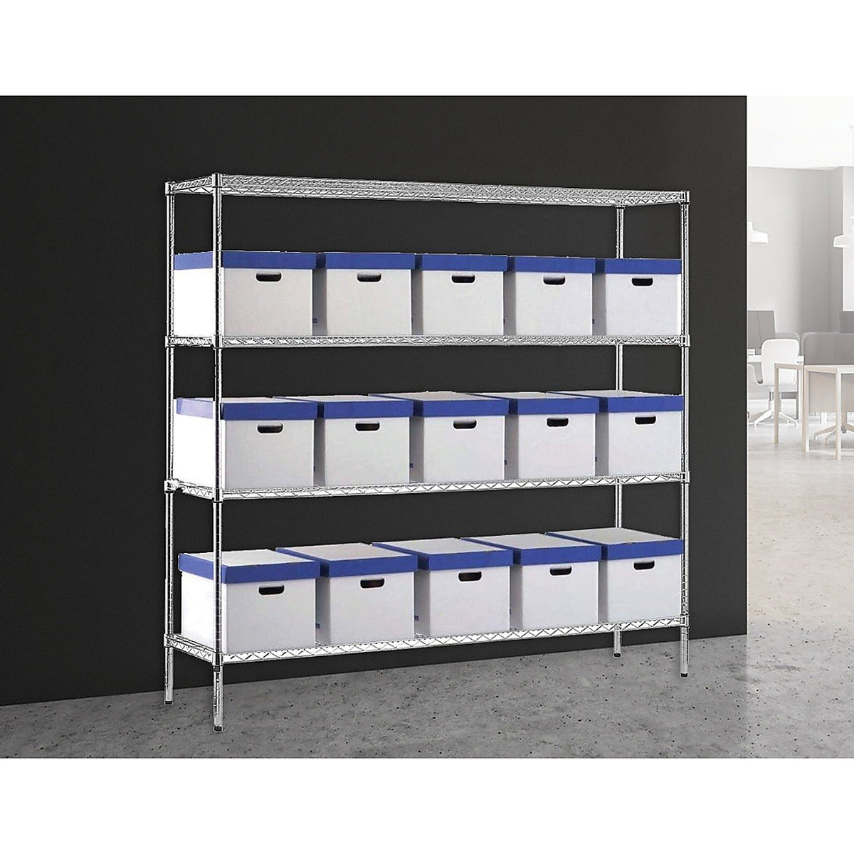 Modular Chrome Wire Storage Shelf 180 x 150 x 45cm Steel Shelving