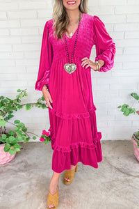 dress, maxi dress, long sleeve dress, long sleeve maxi dress, dresses for the fall, maxi dresses for winter, velvet dress, suede dress, winter dresses, casual clothing, womens clothing, cute clothes, pink clothes, pink outfits, pink love sleeve dress, fashion, style, work dresses, work clothes