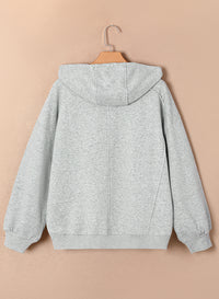 Gray Active Patchwork Detail Warm Winter Sweater Sweatshirt Hoodie