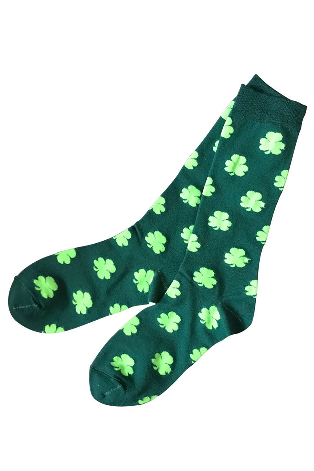 St Patricks Day Socks Dark Green St Patricks Clover Print Tube Socks