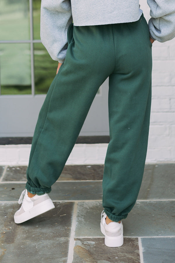 Mist Green Drawstring Waist Casual Jogger Pants