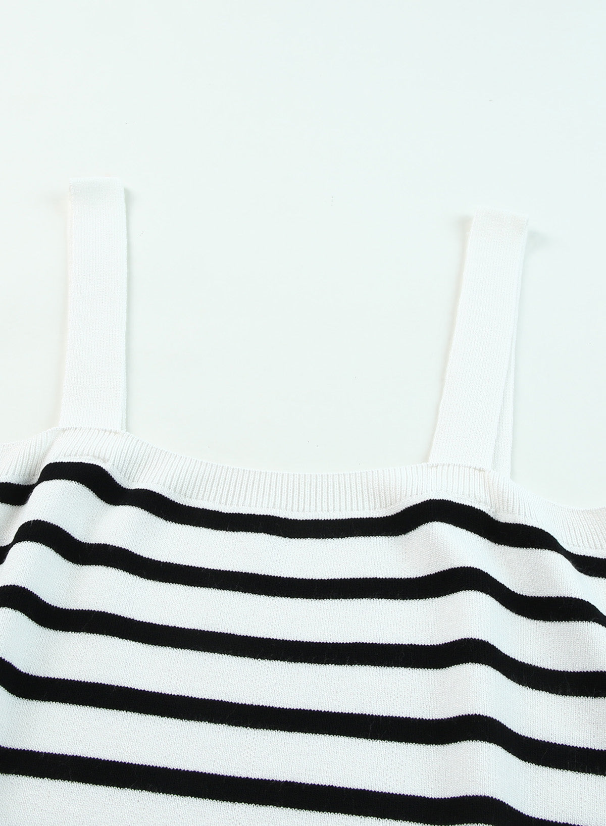 White Striped Tube Spaghetti Strap Knitted Tank Top