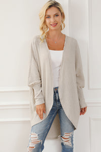 Parchment Bat Sleeve Wide Ribbed Knit Cardigan