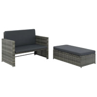 2 Piece Garden Lounge Set with Cushions Poly Rattan Gray, home and garden furniture sets