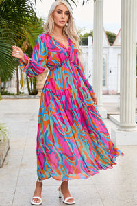 Multicolor Wild Lotus Ruffle Tiered Maxi Dress