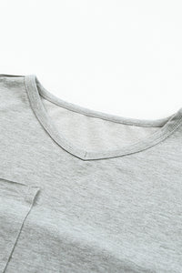 Gray Pocketed Oversized Drop Sleeve Top