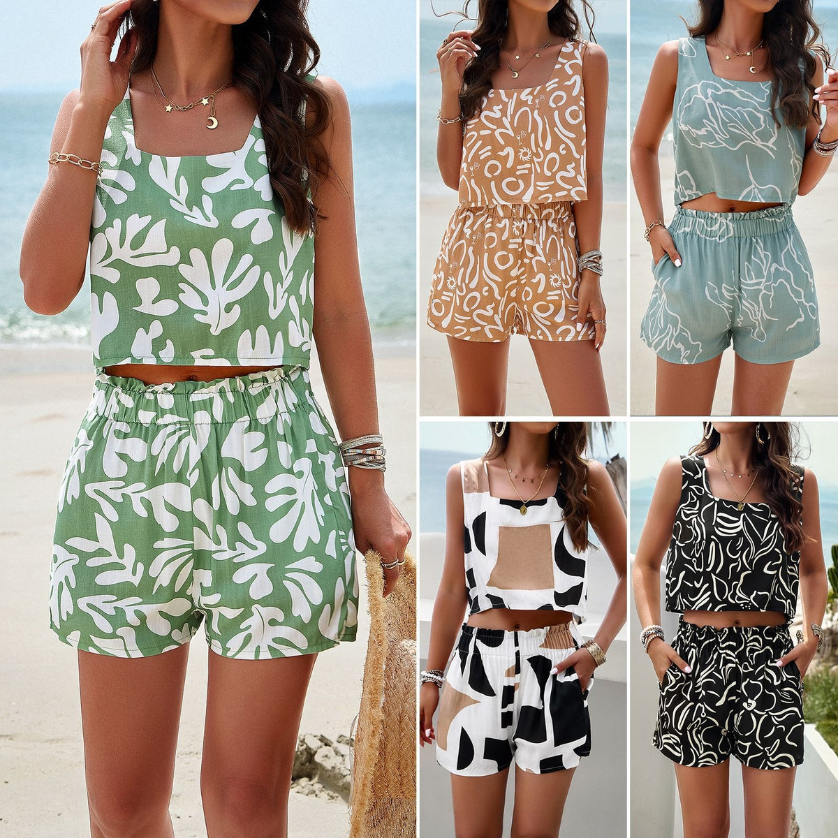 sets, lounge wear sets, loungewear sets, clothing sets, outfit sets, fashion sets, Casual Sets, Women's fashion, Spring fashion, Summer fashion, Printed vest, Matching set, Co-ord set, Trendy fashion, Stylish outfit, Seasonal fashion, Women's style, summer 2023 fashion, cute outfits, vacation outfits