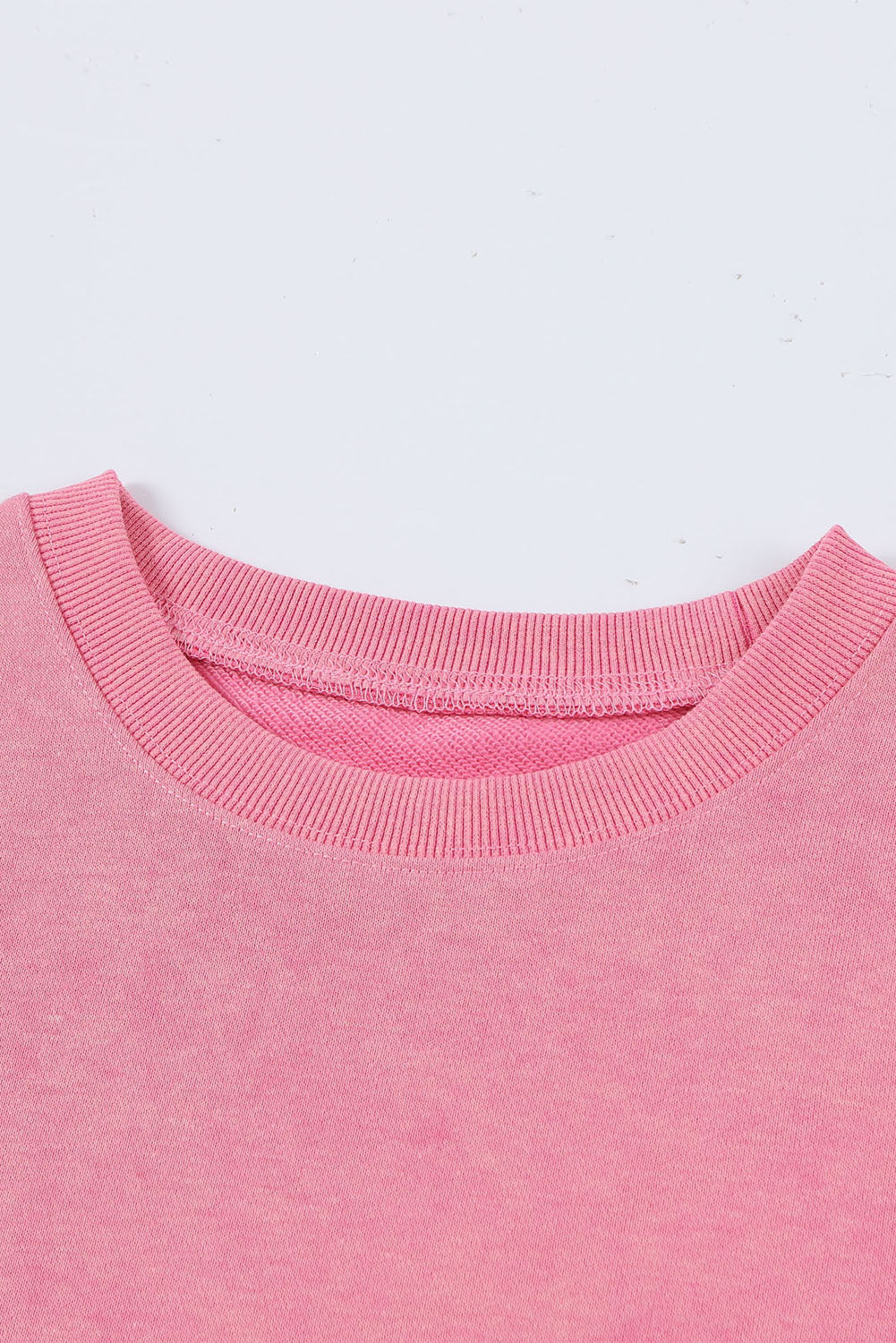 Pink Drop Shoulder Ribbed Trim Oversized Sweatshirt