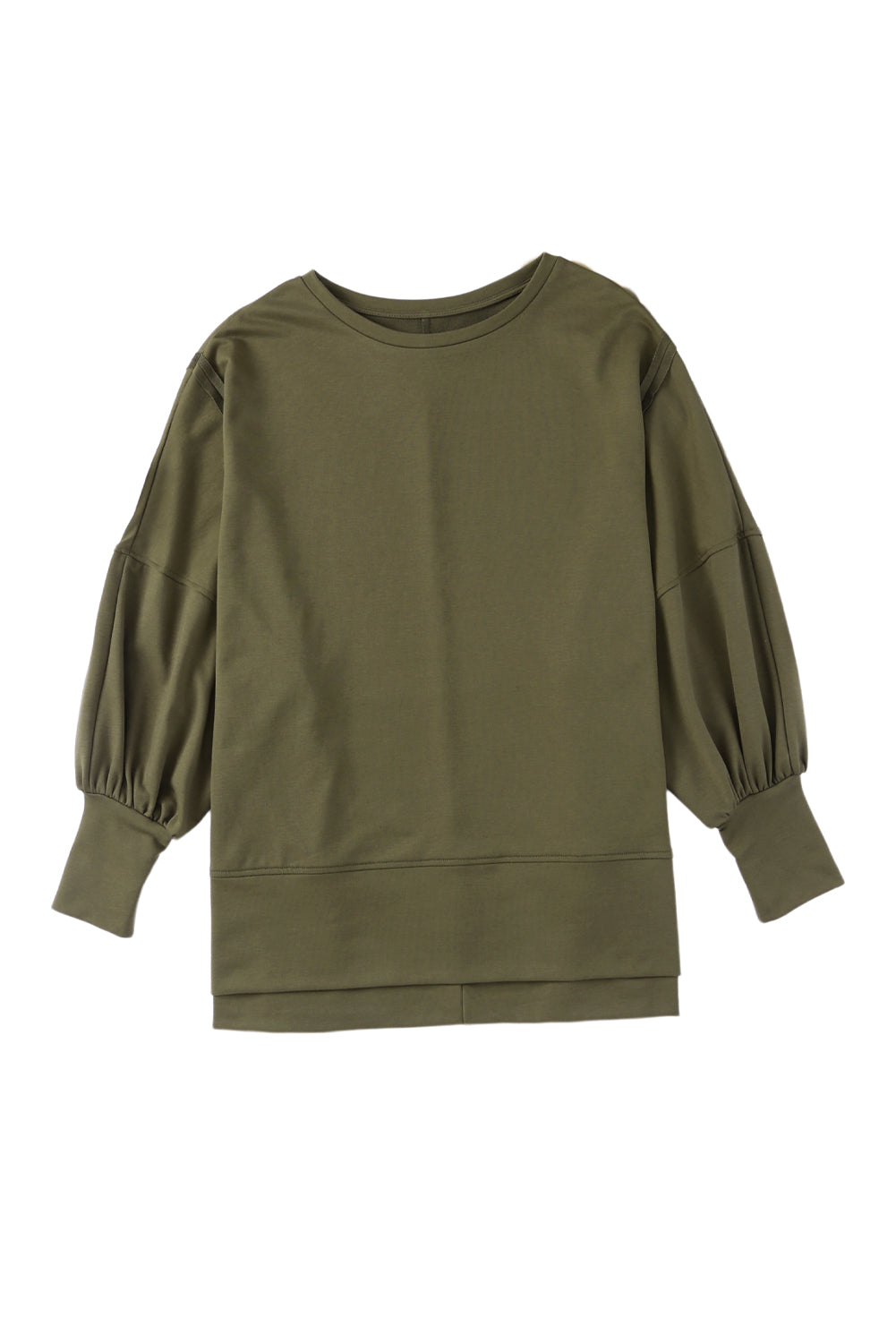 Olive Green Patchwork Drop Shoulder Oversized Top Sweater