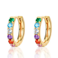 Hoop Earrings For Women Colorful Rainbow Zircon 925 Sterling Silver Luxury Hypoallergenic