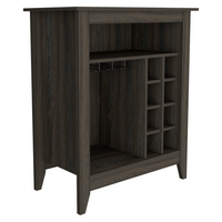 Wine Bar Cabinet Castle, One Open Shelf, Six Wine Cubbies, Carbon Espresso furniture wine cellar