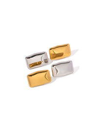 Big Rectangle Statement Stud Earrings, 18K Gold Plated Earrings