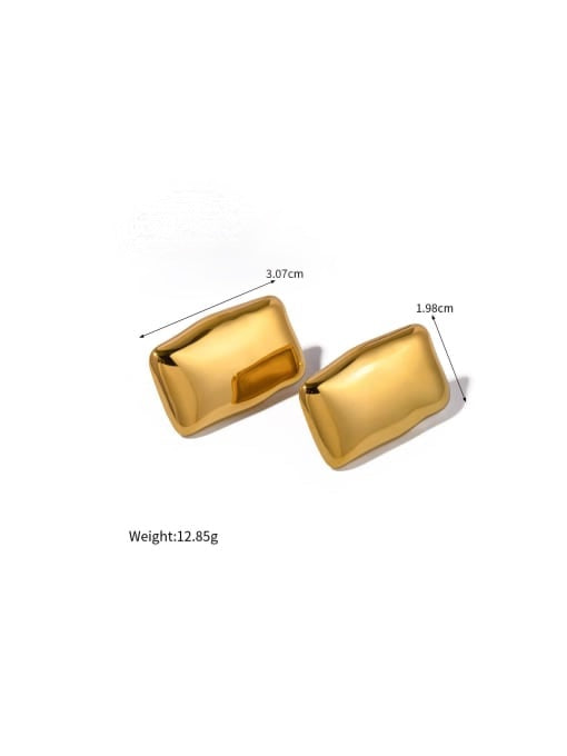 Big Rectangle Statement Stud Earrings, 18K Gold Plated Earrings