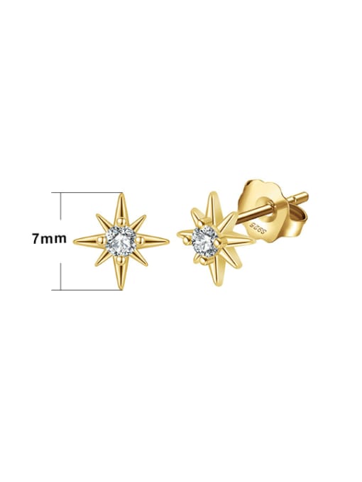 Starburst Ziron Stud Earrings, 925 Sterling Silver Dainty Stud Earrings