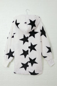 Cute White Lapel Collar Scatter Star Fuzzy Coat