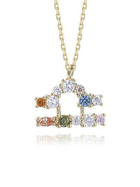 Colorful Zircon Constellation Necklace, 18K Gold Plated .925 Sterling Silver Luxury Necklace