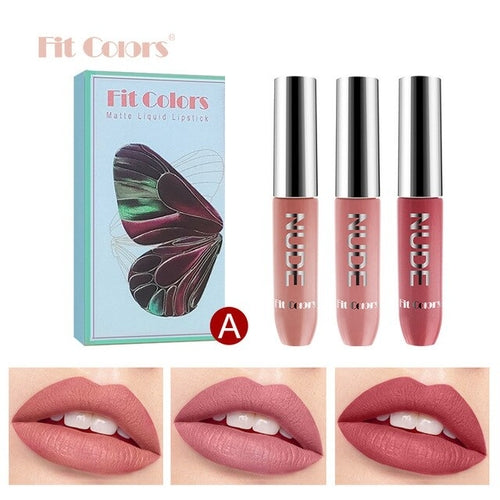 New 3pcs/set Liquid Lipstick Waterproof Long Lasting Cosmetic Black