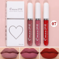 New 3pcs/set Liquid Lipstick Waterproof Long Lasting Cosmetic Black