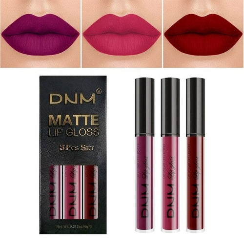 New 3pcs/set Liquid Lipstick Waterproof Long Lasting Cosmetic Black