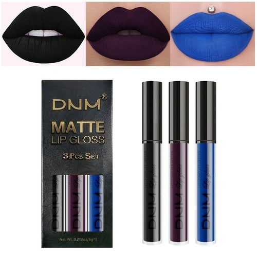 New 3pcs/set Liquid Lipstick Waterproof Long Lasting Cosmetic Black